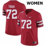 NCAA Ohio State Buckeyes Women's #72 Tommy Togiai Red Nike Football College Jersey DWI5645MY